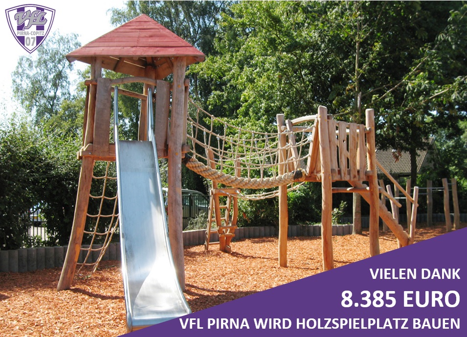 Geschafft! Insgesamt sind 8.385 Euro zusammengekommen - genug, um einen Holzspielplatz zu bauen. Foto: www.ziegler-spielplatz.de