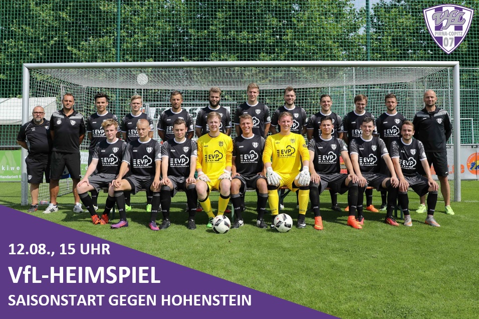 Saisonstart! Am 12. August, 15 Uhr, empfängt Pirna den VfL Hohenstein-Ernstthal. Foto: Steffen Mannig, Grafik: VfL