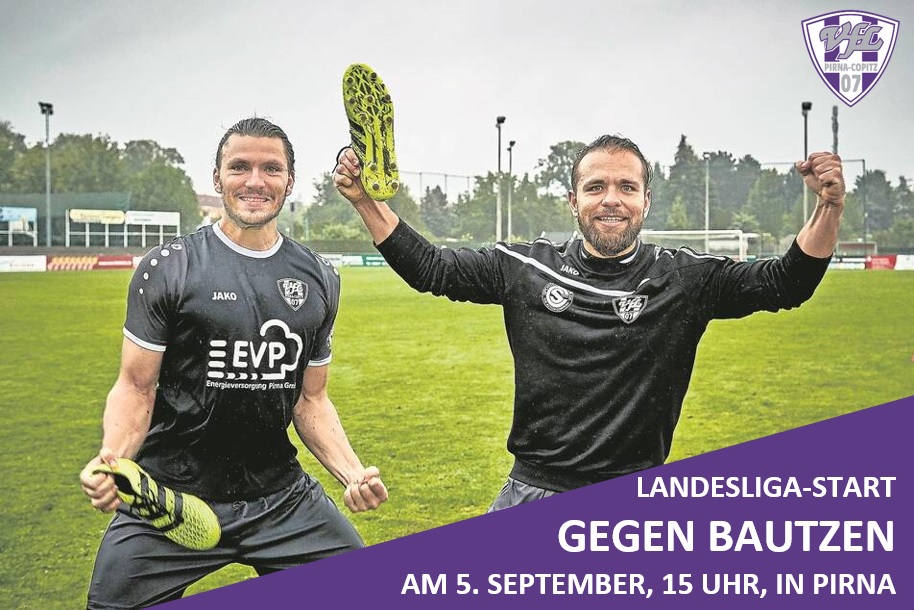 Saison-Start in der Landesliga: Der VfL Pirna empfängt am 5. September, 15 Uhr, den FSV Budissa Bautzen. Grafik: VfL/rz