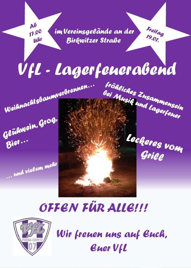 Der VfL-Lagerfeuer-Abend bietet viele verschiedene Highlights. Grafik: VfL