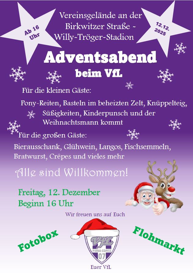 Am Freitag, den 12. Dezember 2025, lädt der VfL zum Adventsabend ein. Grafik: VfL/rm