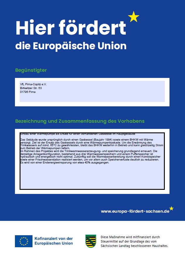 Die Modernisierung des VfL-Hauptgebäudes wird durch Fördermittel der EU unterstützt.