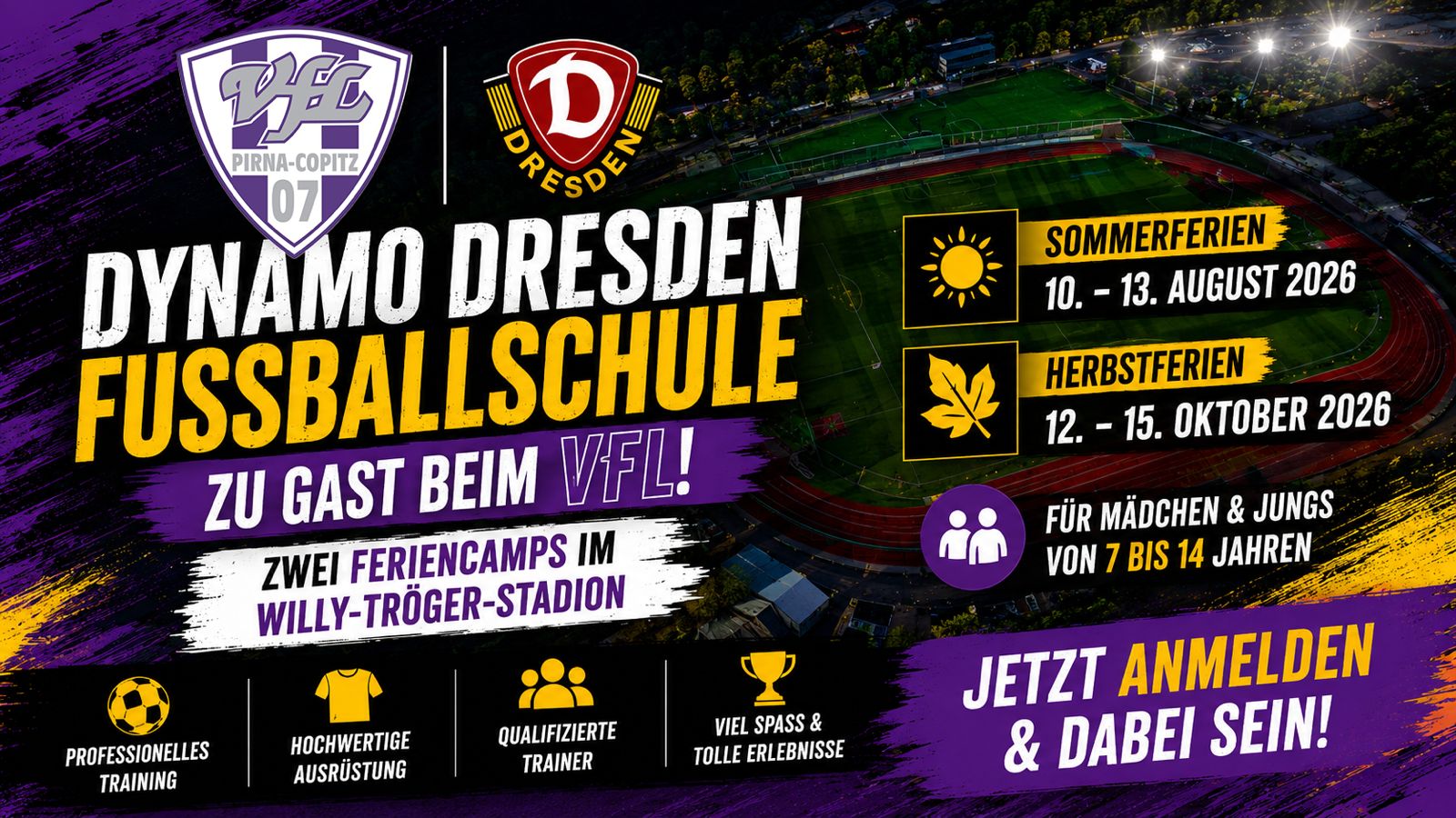 Sommer- und Herbstferien 2026: In beiden Fußballcamps sind Action und Spaß garantiert. Grafik: VfL/md