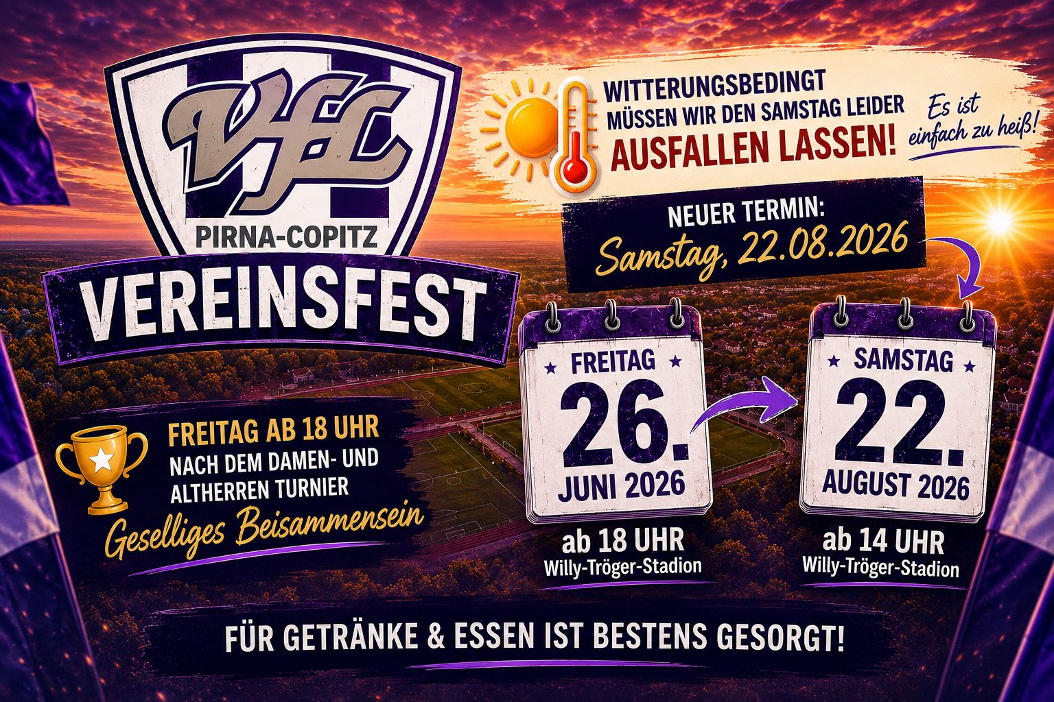 Der VfL Pirna-Copitz lässt eine Tradition wieder aufleben und lädt zum großen Vereinsfest ein. Grafik: VfL/md