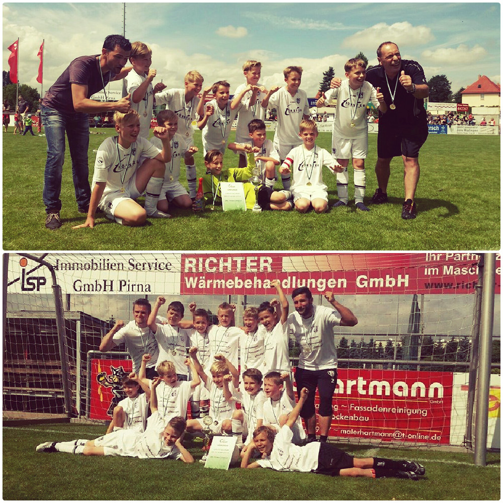 Doppel-Kreispokalsieger 2016: Die F-Junioren (unten) und E-Junioren (oben) gewannen den Pott. Fotos: VfL