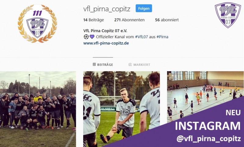 Der VfL Pirna-Copitz präsentiert sich ab sofort auch bei Instagram. Grafik: VfL/rz