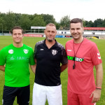 Trainertrio: Frank Paulus (li.) und Enrico Mühle (Mi.) mit Lok-Chefcoach Dusan Milicevic. Foto: Andreas Reiche