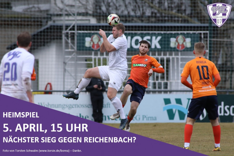 Heimspiel am 5. April 2025, 15 Uhr - der VfL Pirna empfängt den Reichenbacher FC. Foto: Torsten Schwalm (www.torsie.de/borea)