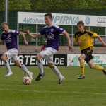 Voll auf Angriff: VfL-Stürmer Marius Riedel (Mi.) und Ronny Kreher (li.). Foto: Marko Förster